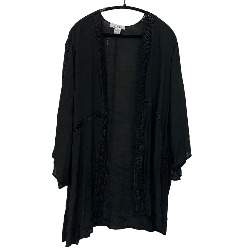 NWT-LOVE IS FOR ETERNITY BOHO CUTOUT BLACK KIMONO 3X GYPSY BOHEMIAN WITCHY GOTH